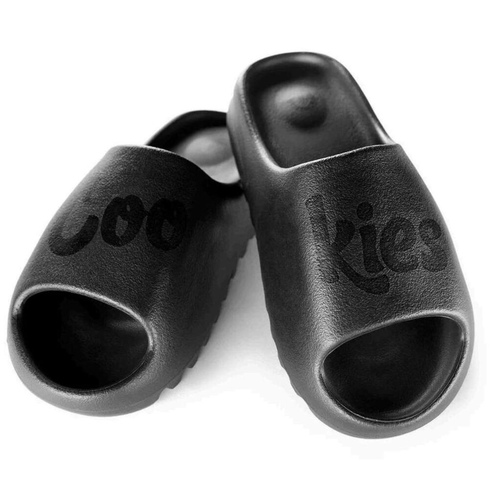 Cookies Original Logo Faux Leather Slides Men's size 11 (44) - Brand New in Box!